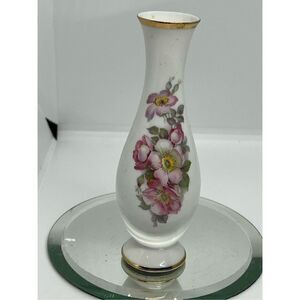 Vtg GEROLD PORZELLAN 6" E&R Pink Wild Roses Bud Vase Made in West Germany, B3#12
